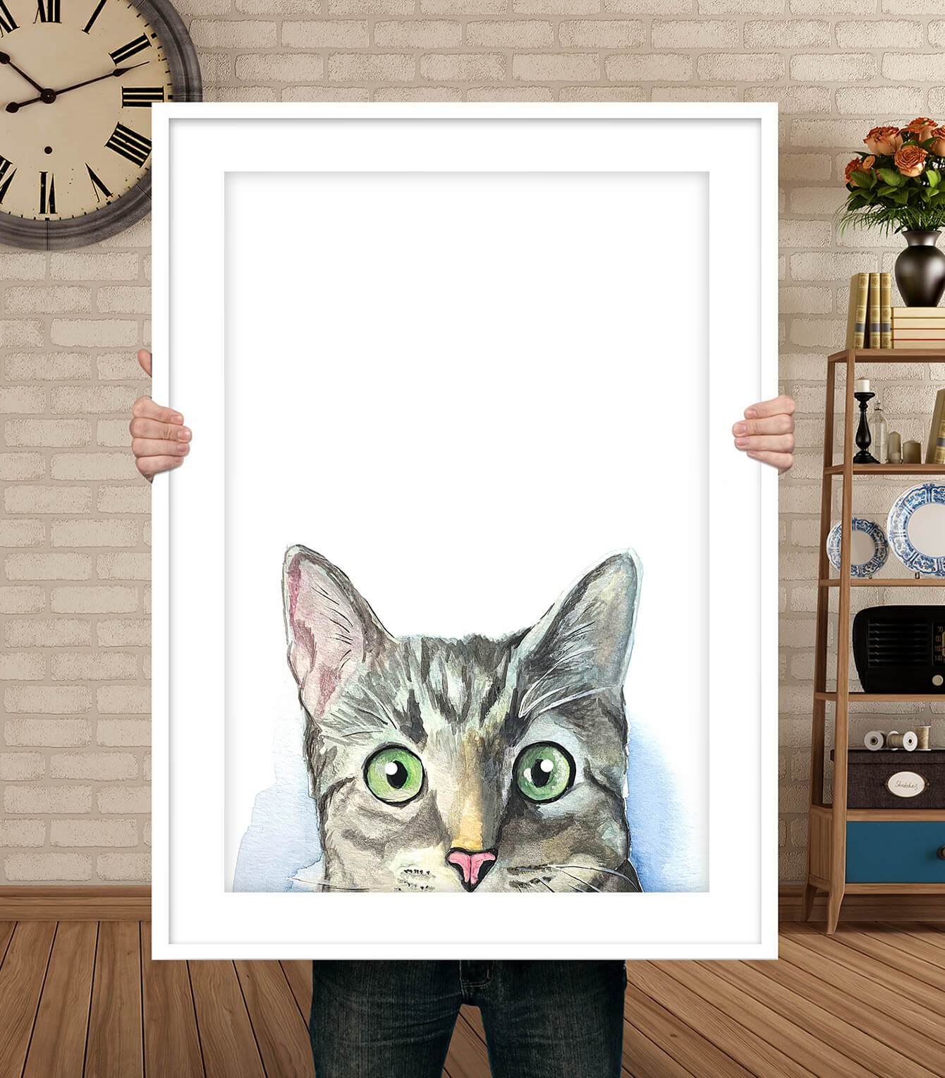 Custom Peekaboo Cat Portrait - PetPortraitsWorld